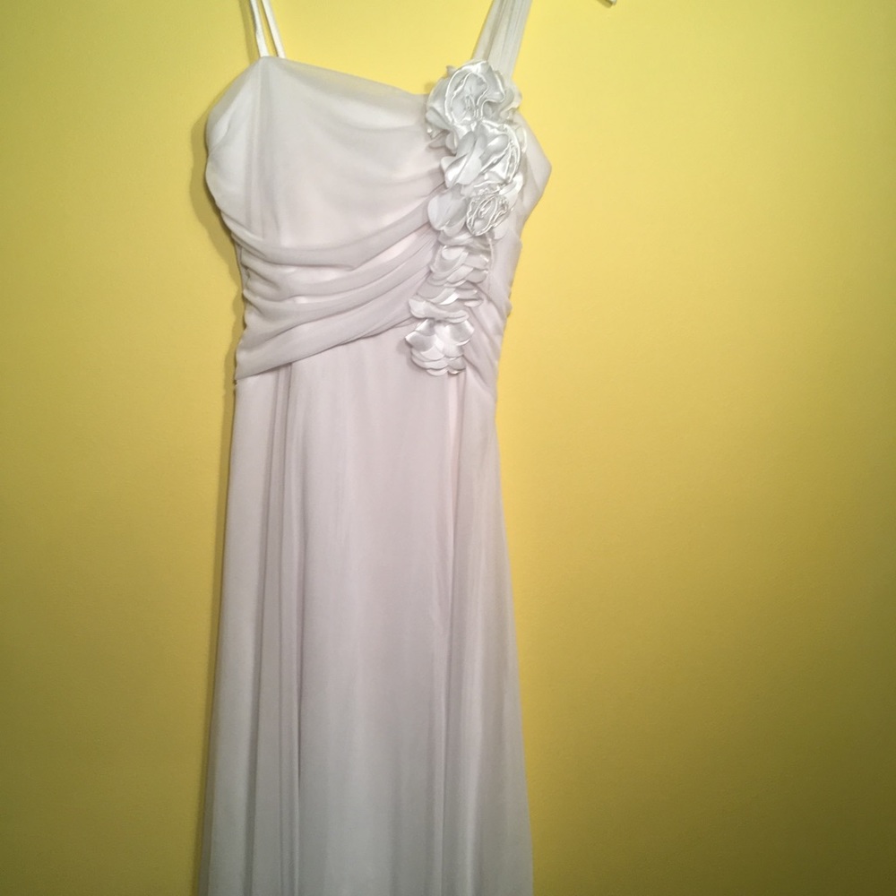 Elegant white prom or wedding dress